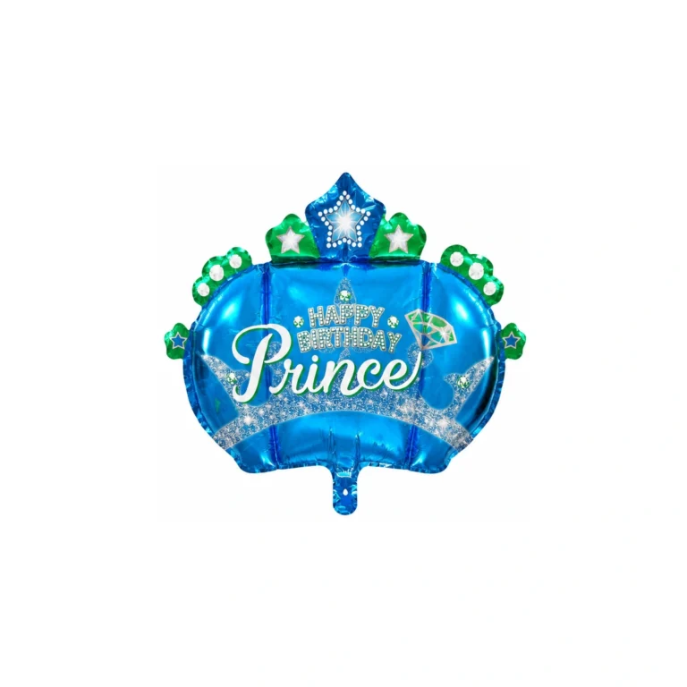 Happy Birthday Prince tiara foil balloon – blue