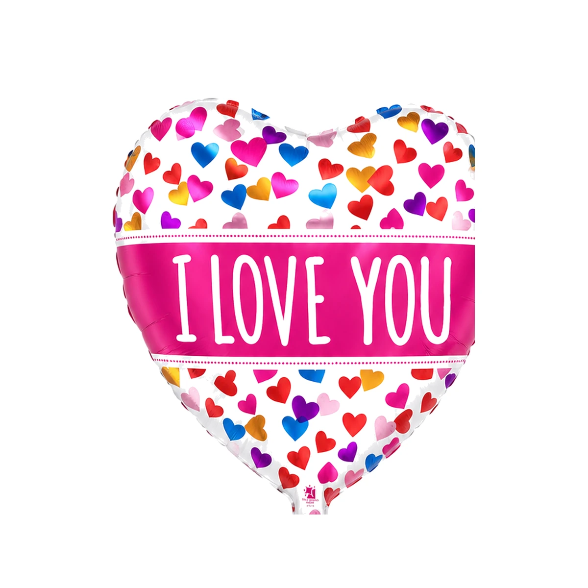Heart-shaped foil balloon – I Love You with colourful hearts, 18″