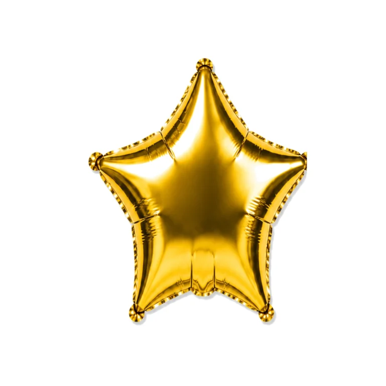 Star-shaped foil balloon – gold, glossy, 18″