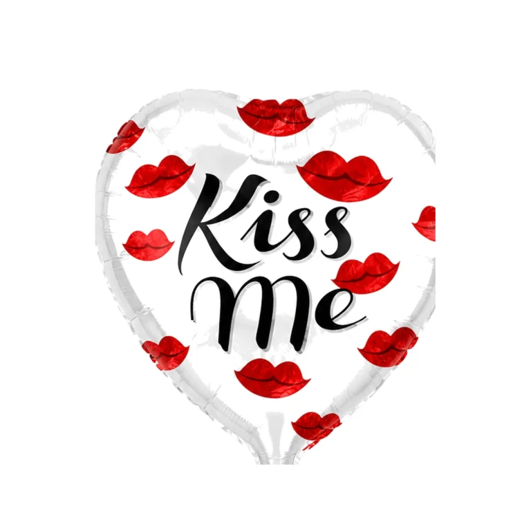 Heart-shaped foil balloon – Kiss Me with lips, 18″