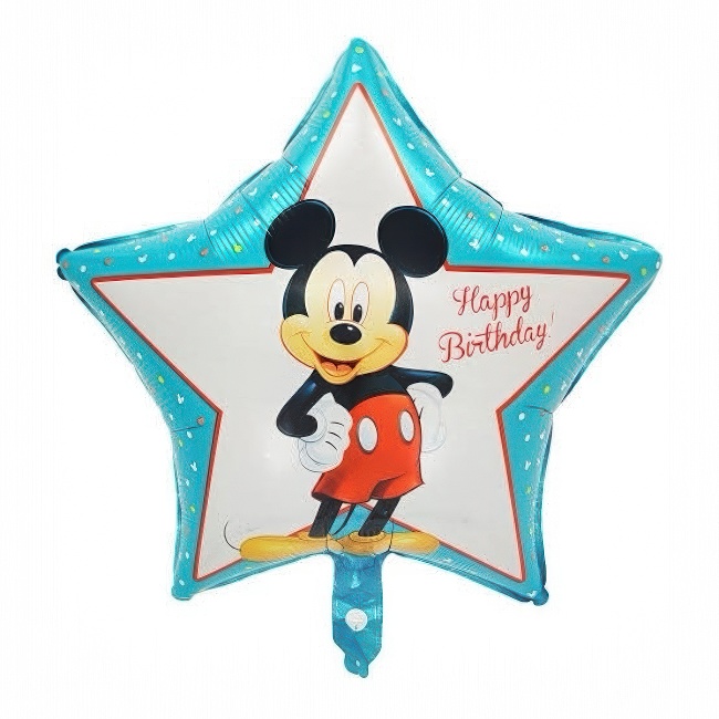 Star-shaped foil balloon – Mickey Happy Birthday, 18″
