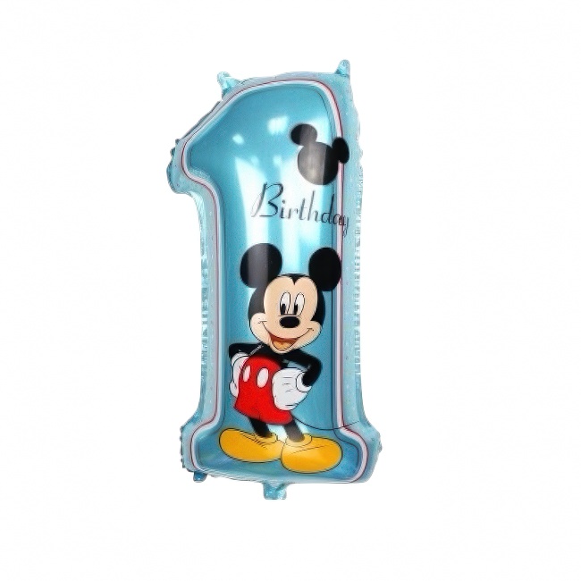Foil balloon – number 1 Mickey Mouse, blue