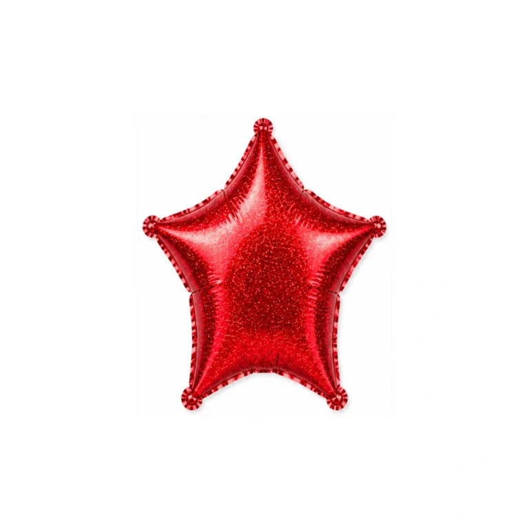 Star foil balloon – red glitter, 18″