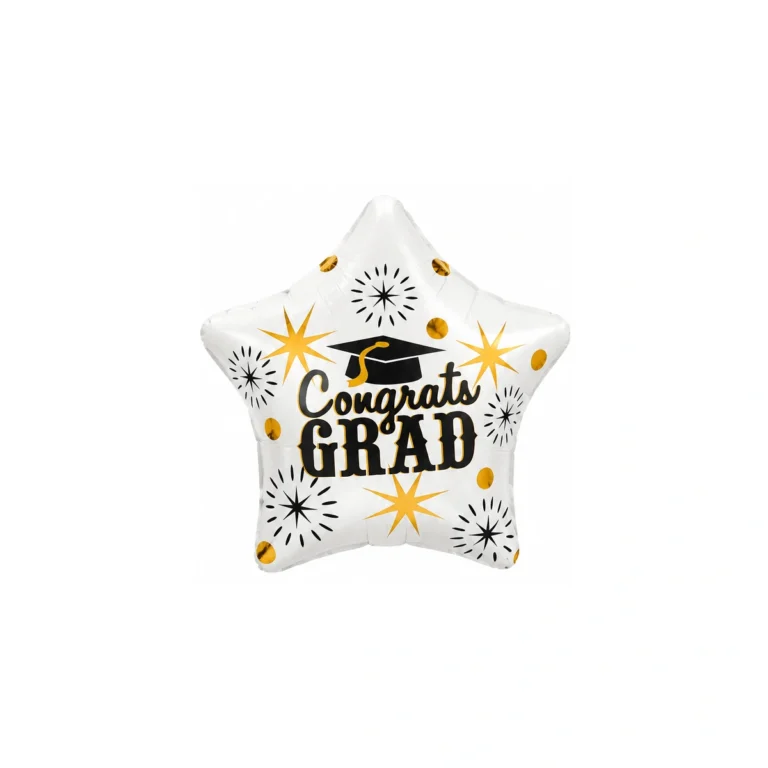 Folijski balon zvijezda – Congrats Grad, bijeli, 18″
