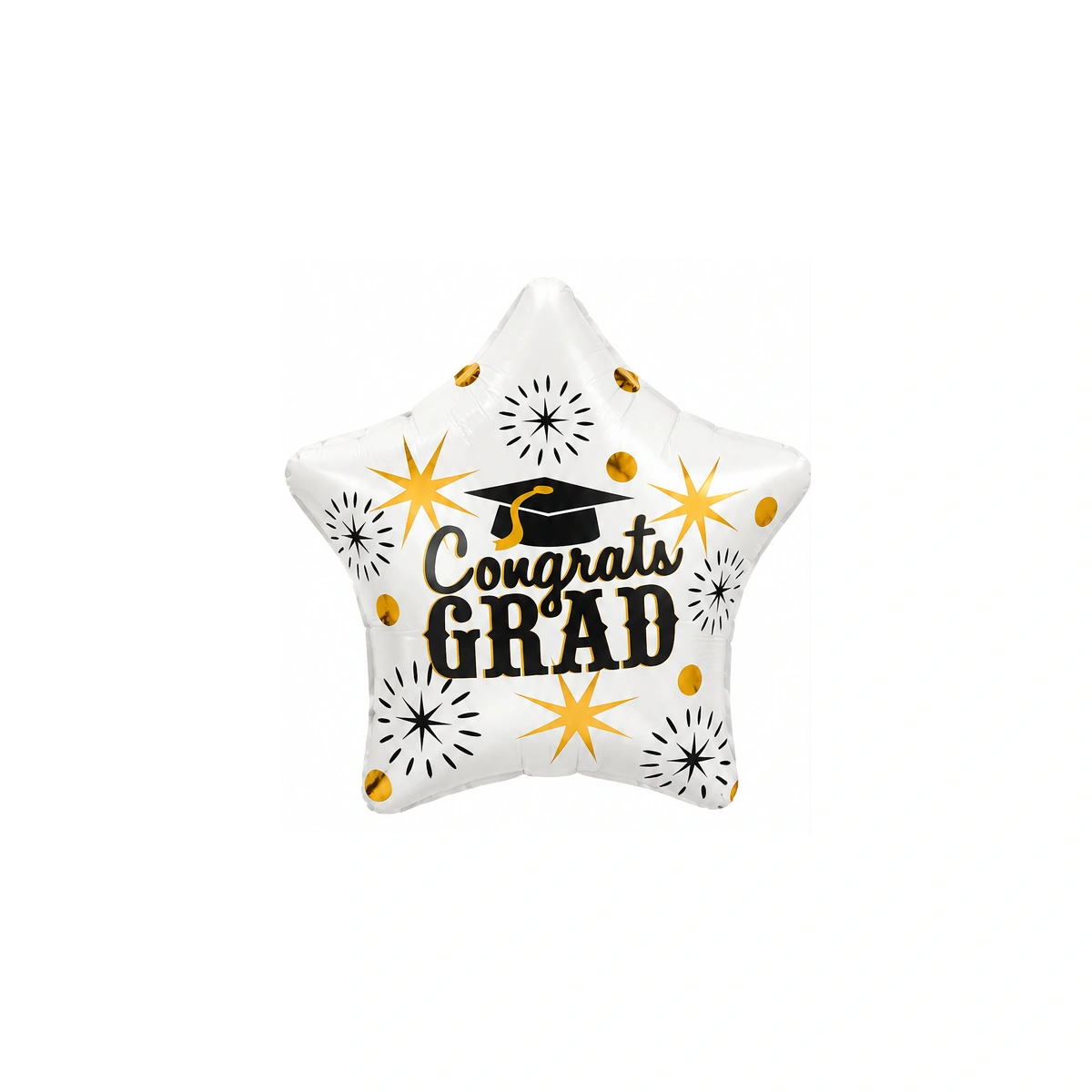 Star-shaped foil balloon – Congrats Grad, white, 18″