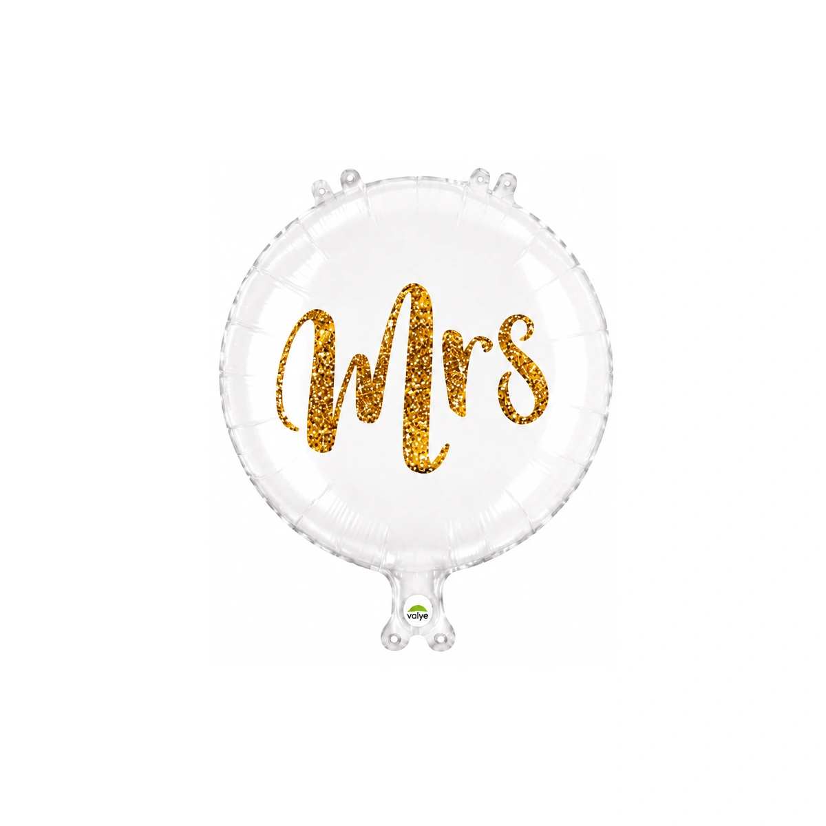 Okrugli folijski balon – Mrs, bijeli sa zlatnim natpisom, 18″