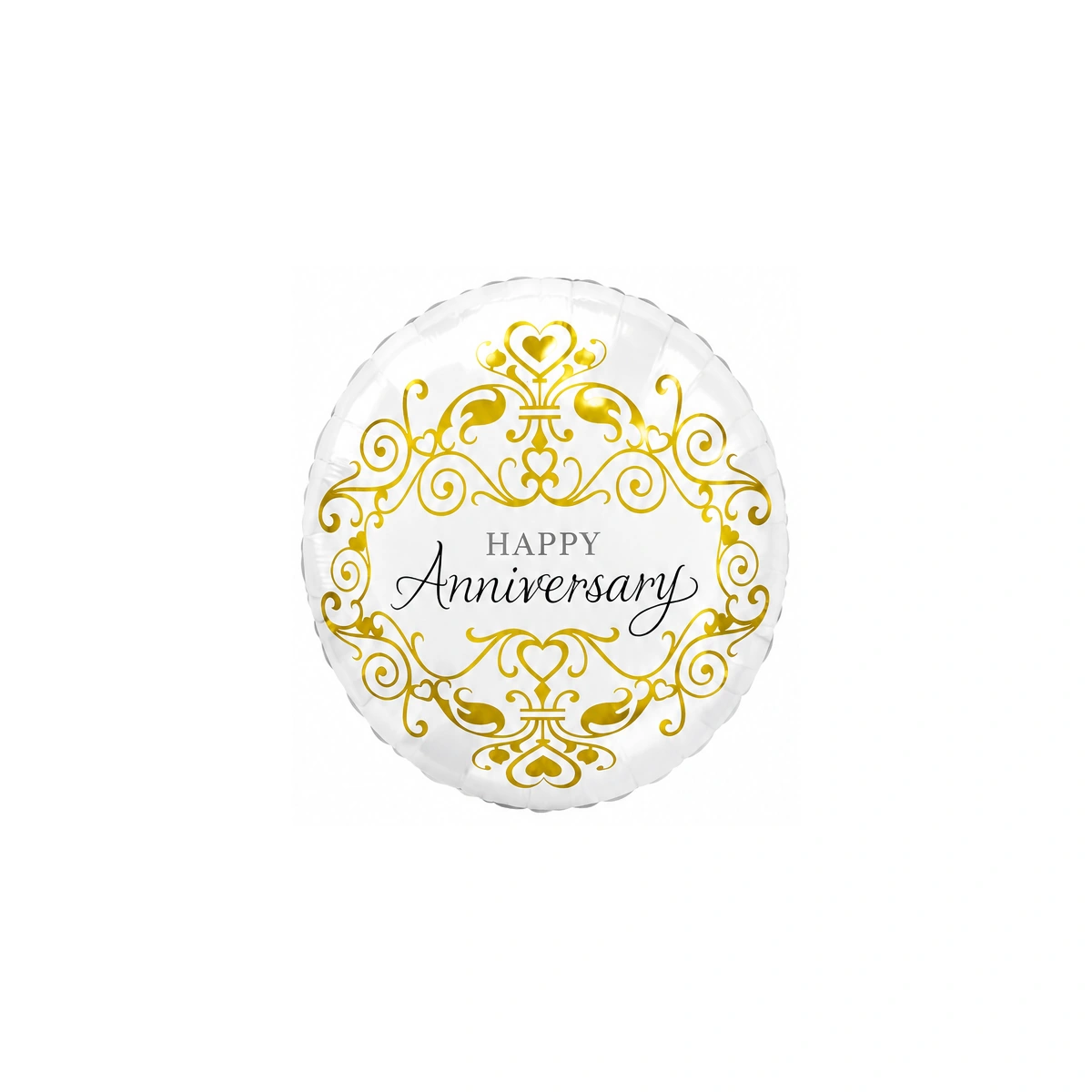 Folijski balon Happy Anniversary – bijelo-zlatni, 18″