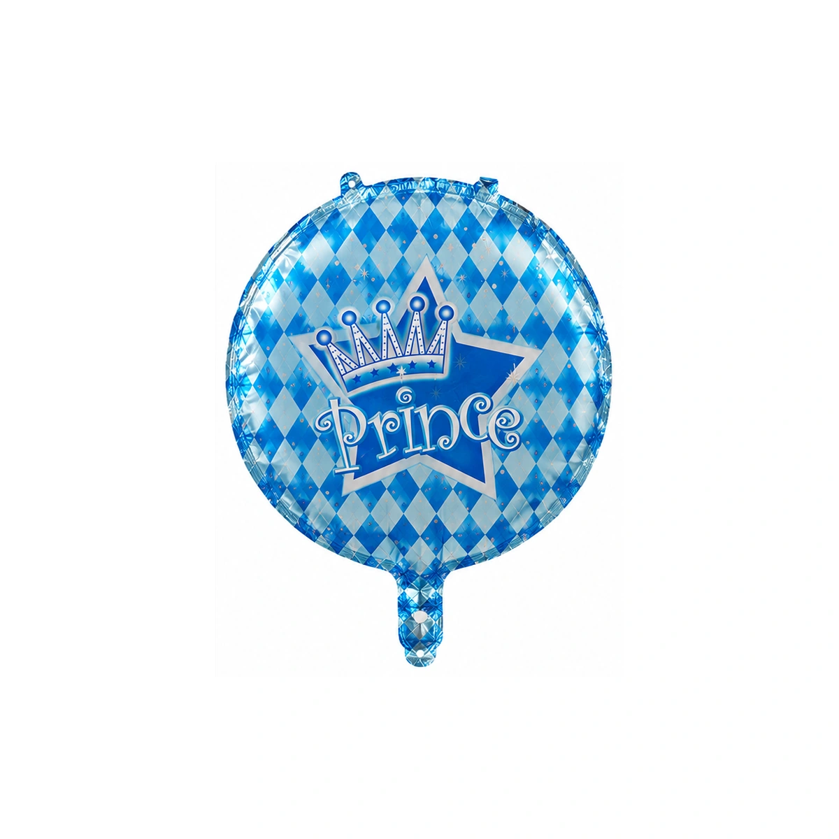 Круглый фольгированный шар – Prince, корона и звёзды, 18″