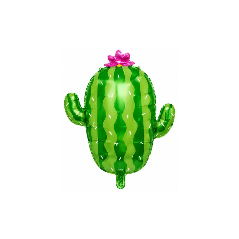 Foil balloon – cactus with a pink flower