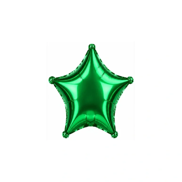 Star-shaped foil balloon – green, glossy, 18″