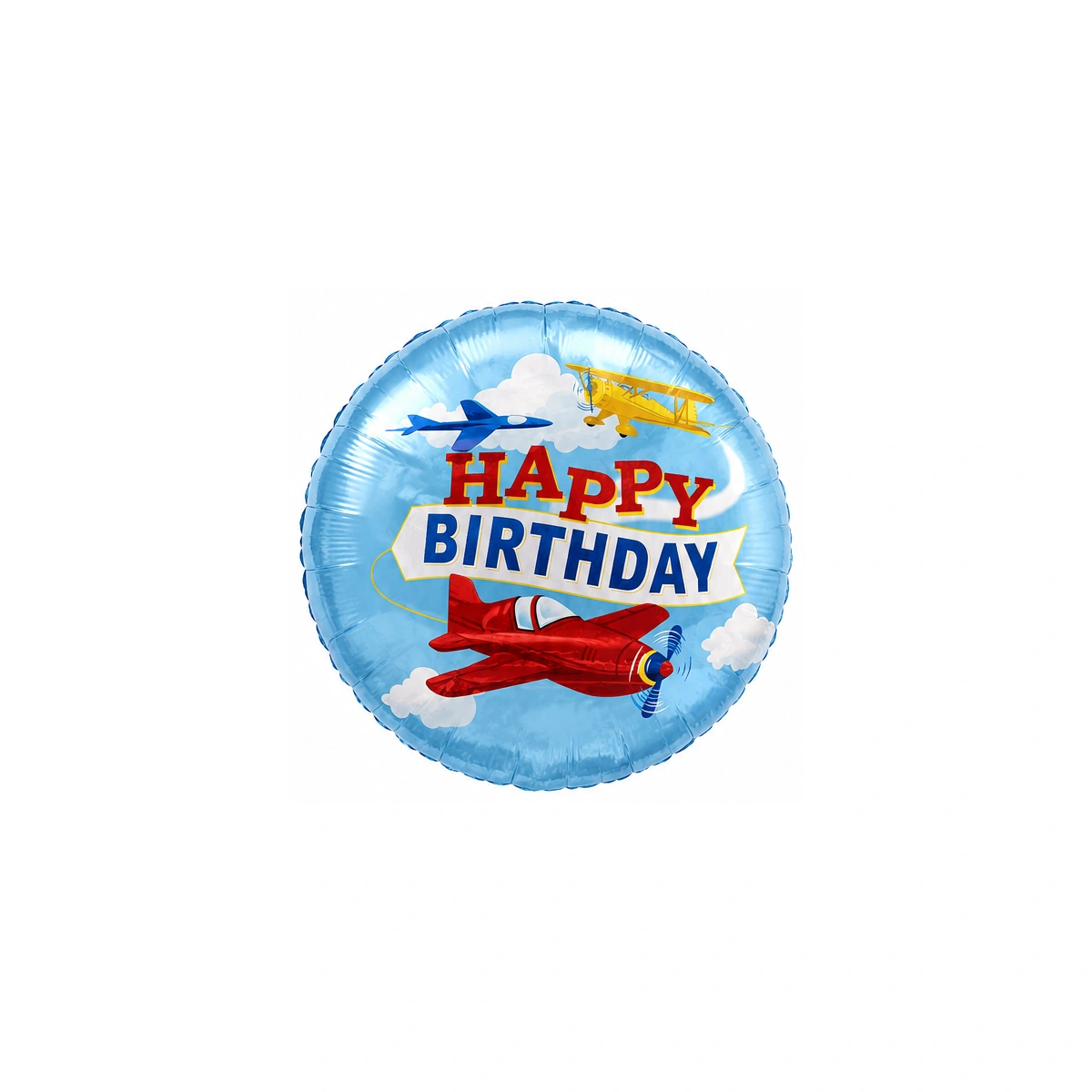 Okrugli folijski balon – avioni Happy Birthday, 18″