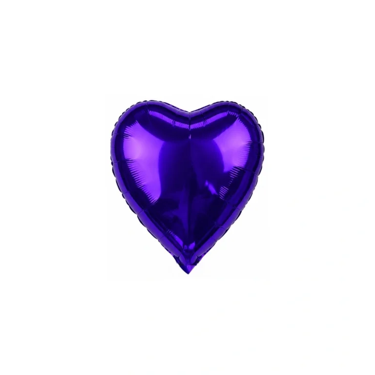 Heart-shaped foil balloon – purple, glossy, 18″