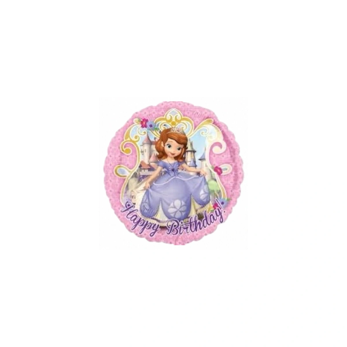Round foil balloon – Sofia Happy Birthday with flowers