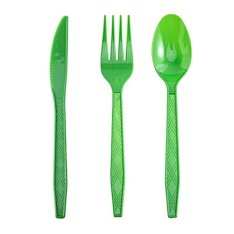 Green plastic spoons, 25 pieces