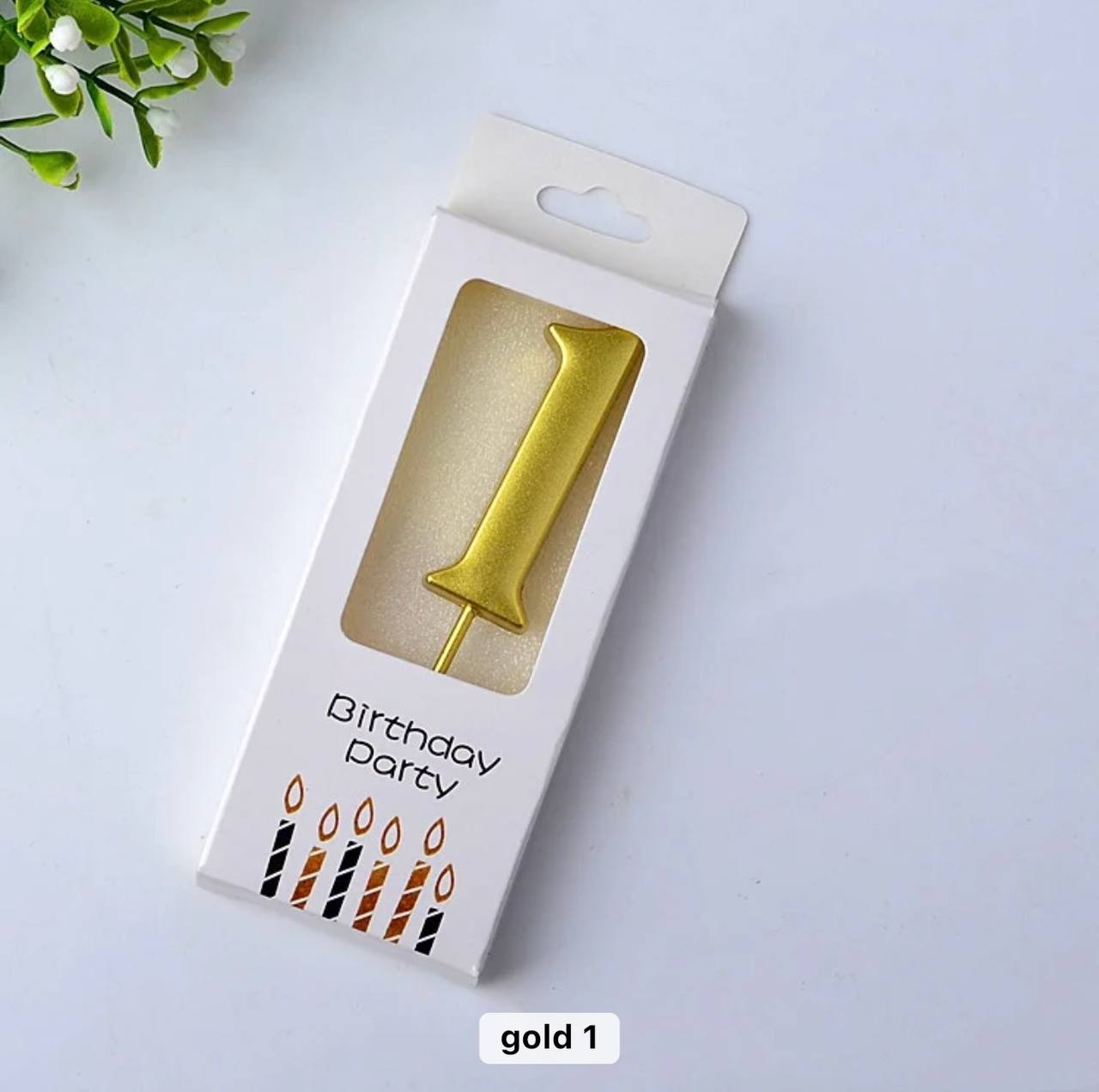 Number 1 cake candle, gold, Elegant, 5.5 cm