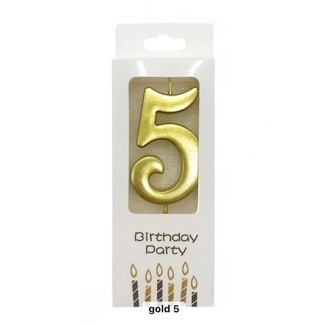 Свеча для торта в форме цифры 5, золотистая, Elegant, 5,5 см