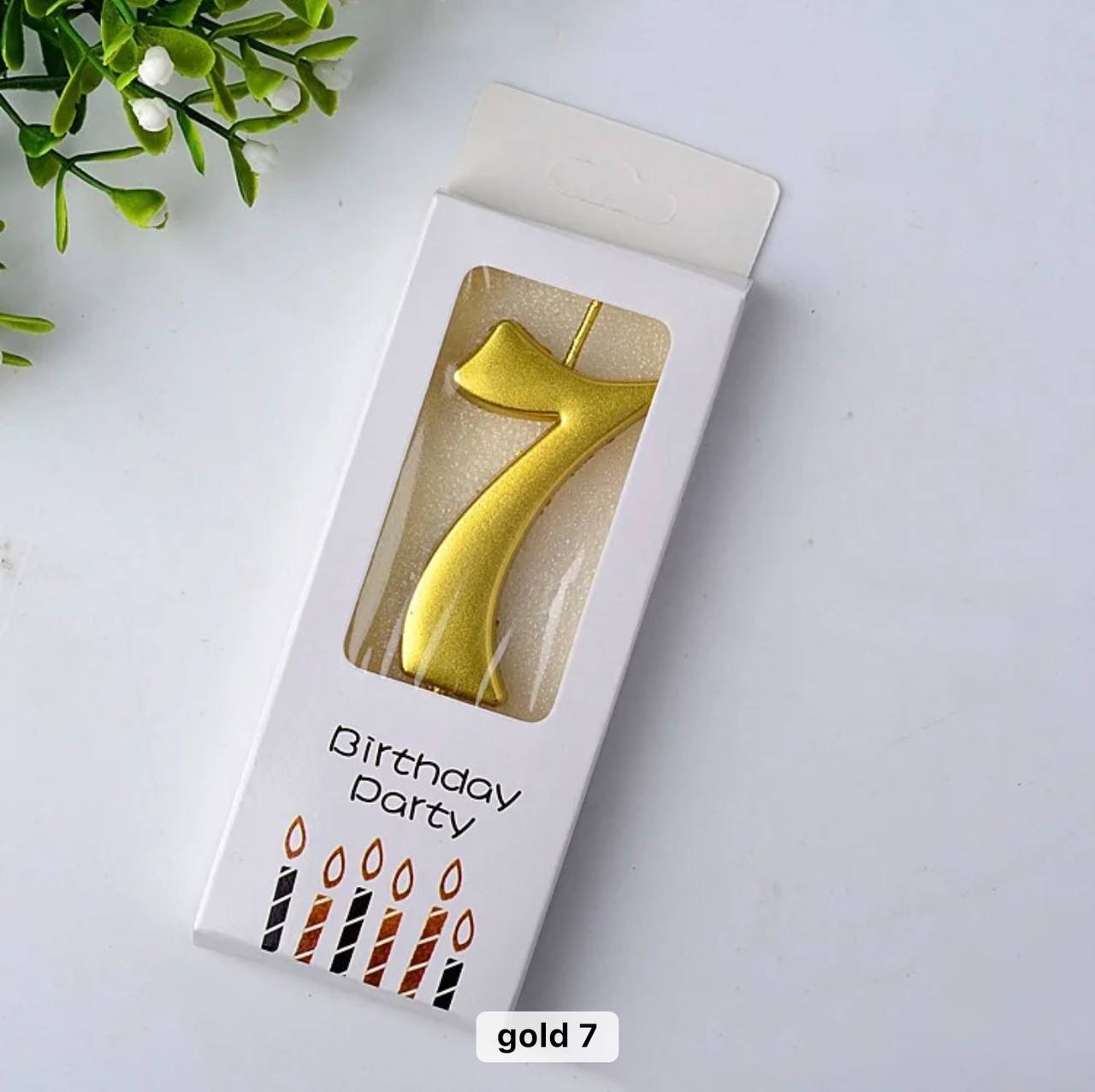 Свеча для торта в форме цифры 7, золотистая, Elegant, 5,5 см