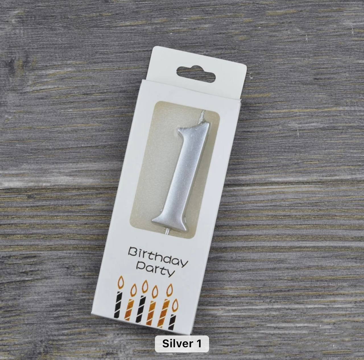 Number 1 cake candle, silver, Elegant, 5.5 cm