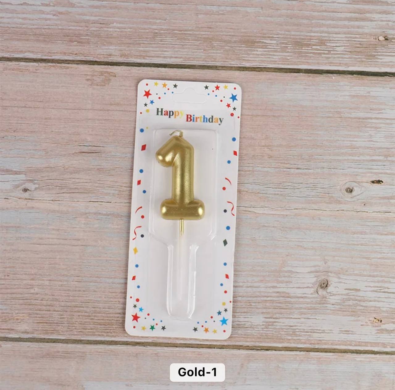 Number 1 cake candle, gold, 7 cm