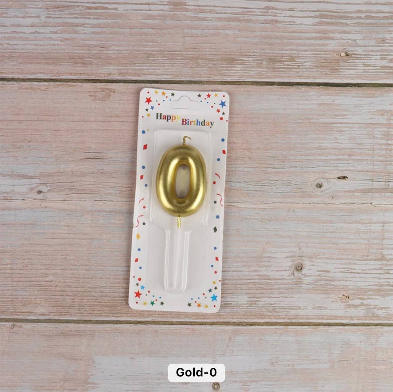 Number 0 cake candle, gold, 7 cm