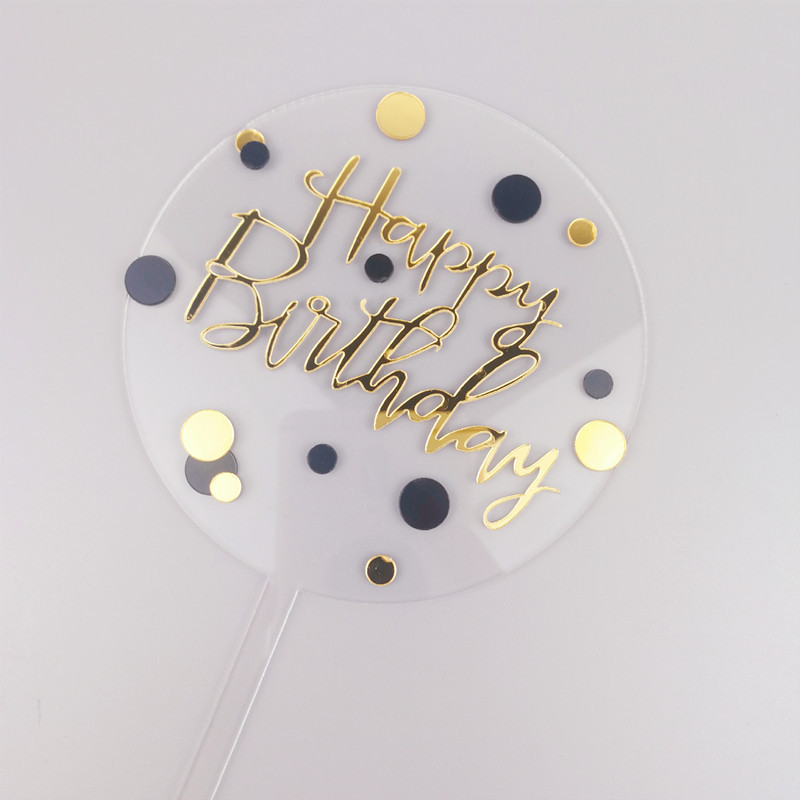 Топпер для торта Happy Birthday 03, прозрачный круг