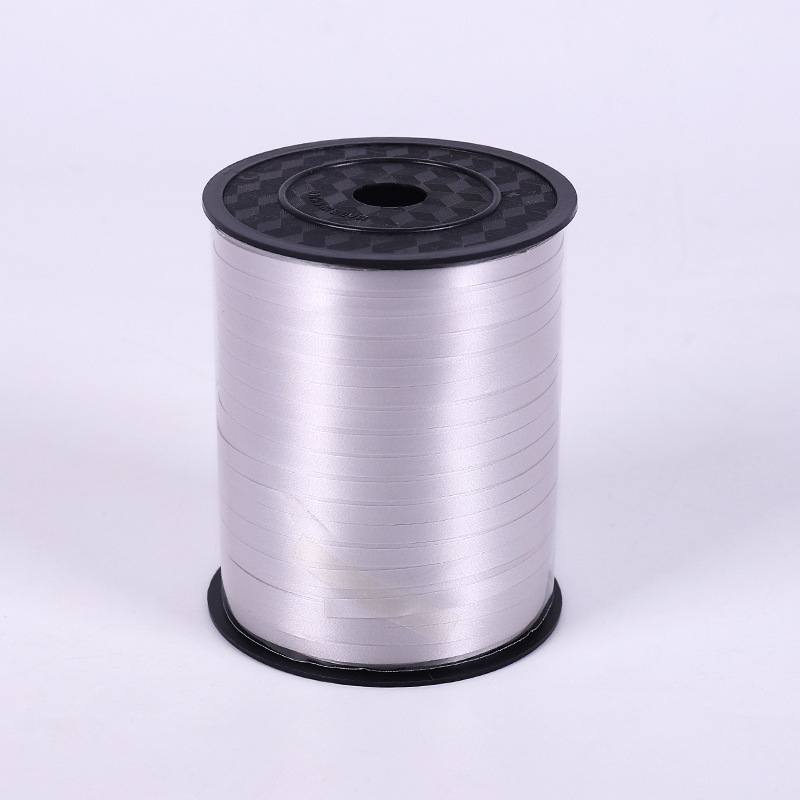 Silver PVC balloon ribbon with a satin sheen, 500 m