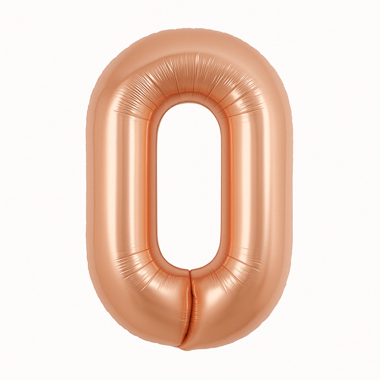 Number 0 foil balloon – rose gold, 40″