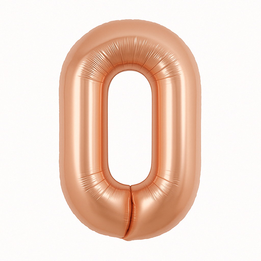 Number 0 foil balloon – rose gold, 40″