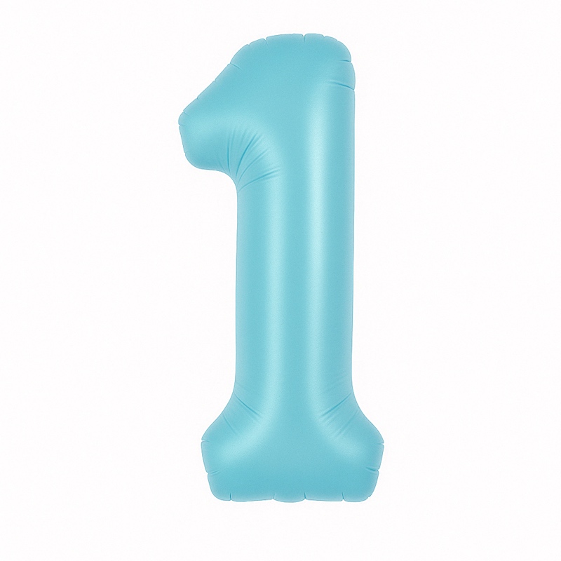 Number 1 foil balloon – soft blue, 40″