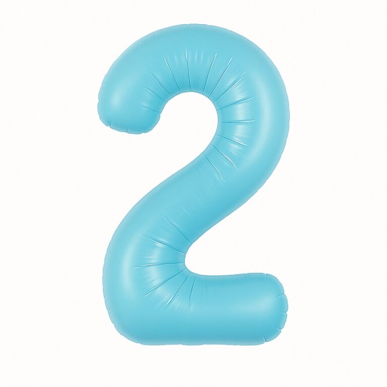 Number 2 foil balloon – soft blue, 40″