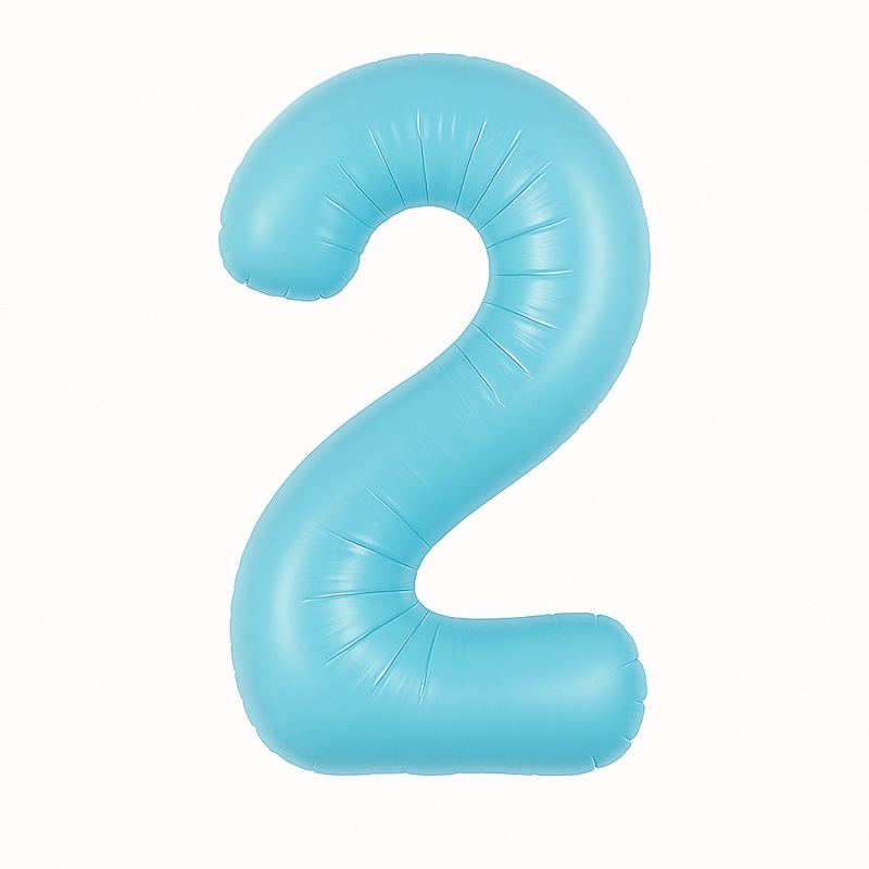 Number 2 foil balloon – soft blue, 40″
