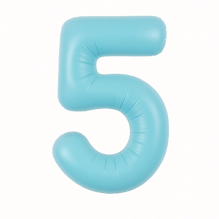 Number 5 foil balloon – soft blue, 40″