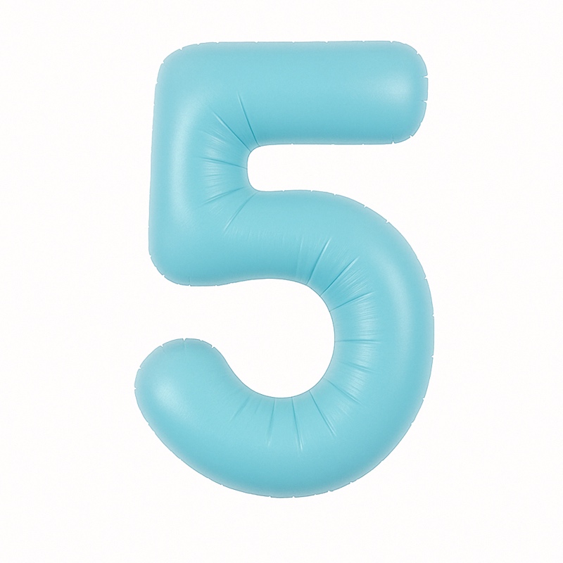 Number 5 foil balloon – soft blue, 40″
