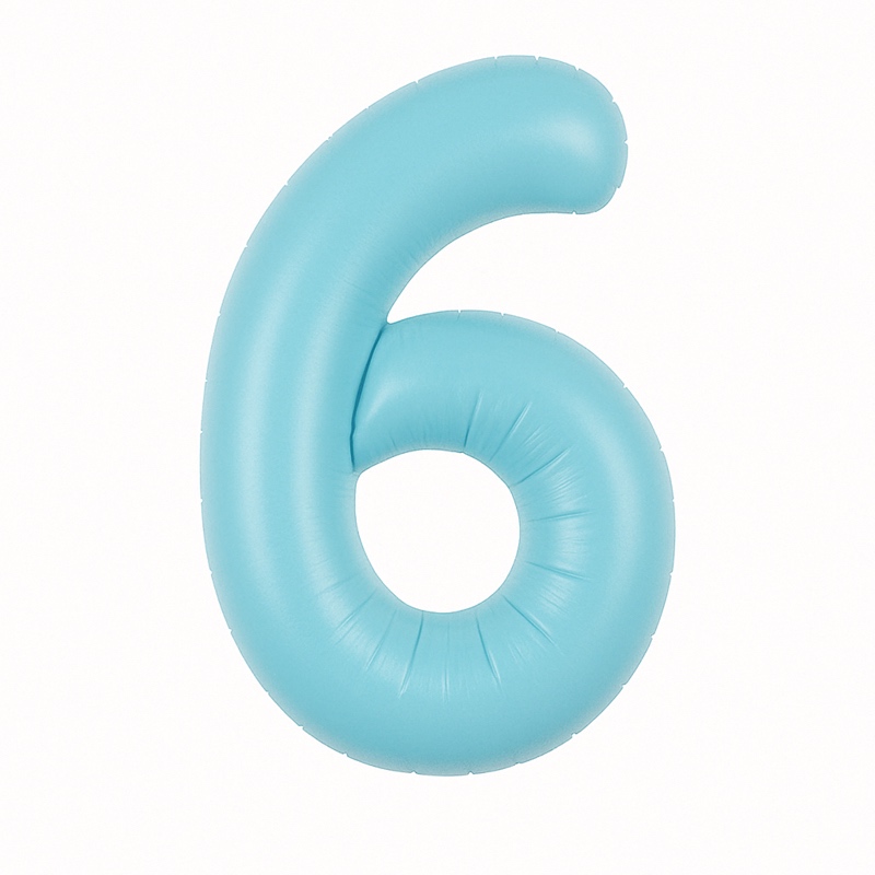 Number 6 foil balloon – soft blue, 40″