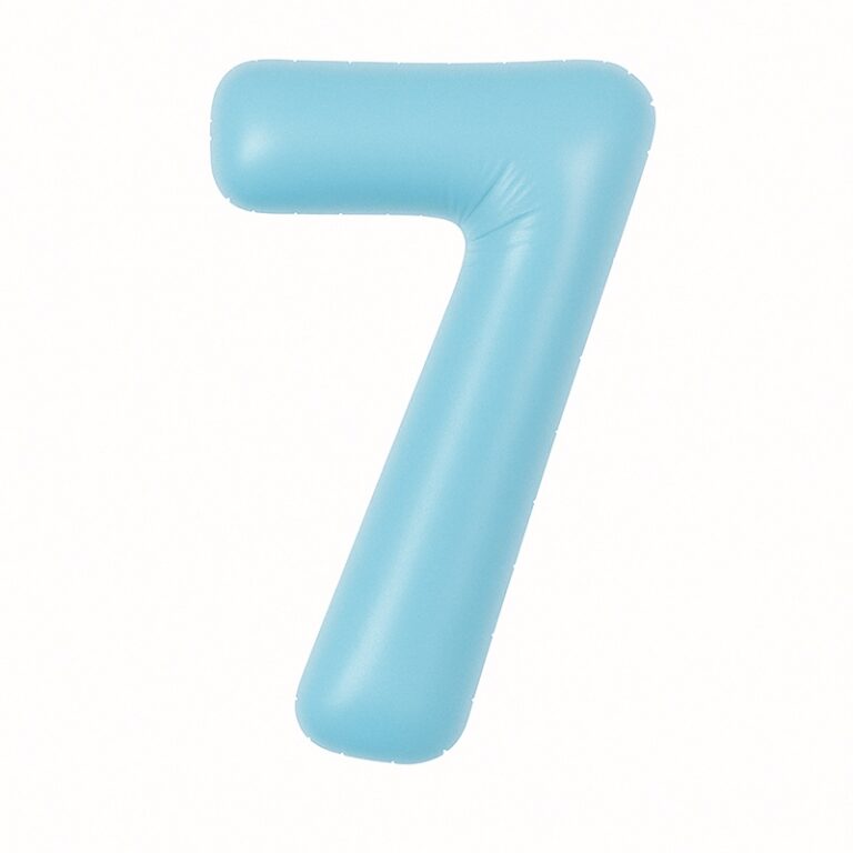 Number 7 foil balloon – soft blue, 40″