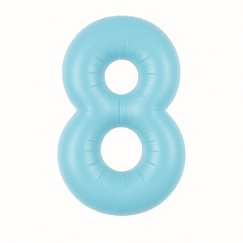 Number 8 foil balloon – soft blue, 40″
