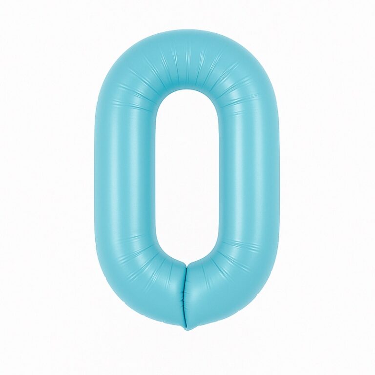 Number 0 foil balloon – soft blue, 40″