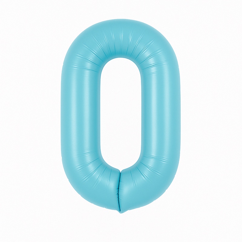 Number 0 foil balloon – soft blue, 40″