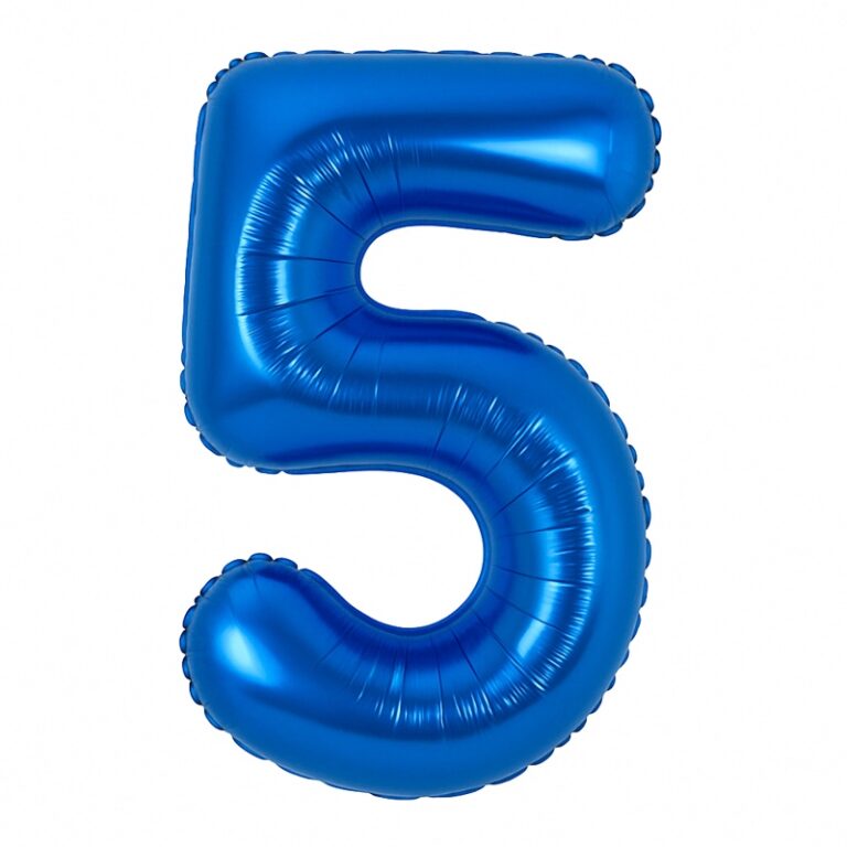 Number 5 foil balloon – dark blue, 40″