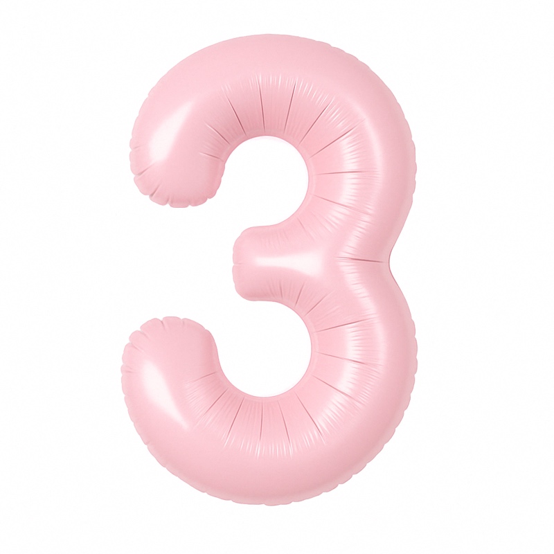 Folijski balon broj 3 – nježno roza, 40″