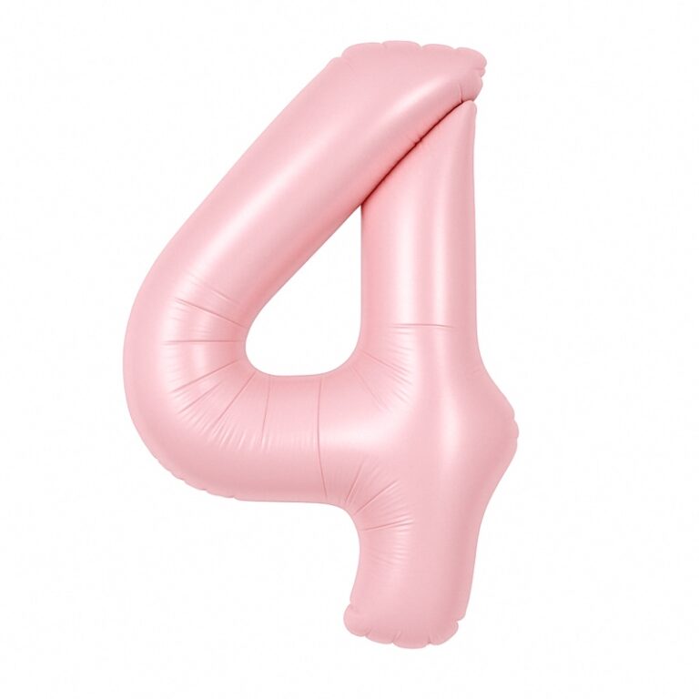 Фольгированная цифра 4 — нежно-розовый, 40″