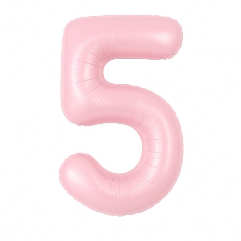 Number 5 foil balloon – soft pink, 40″