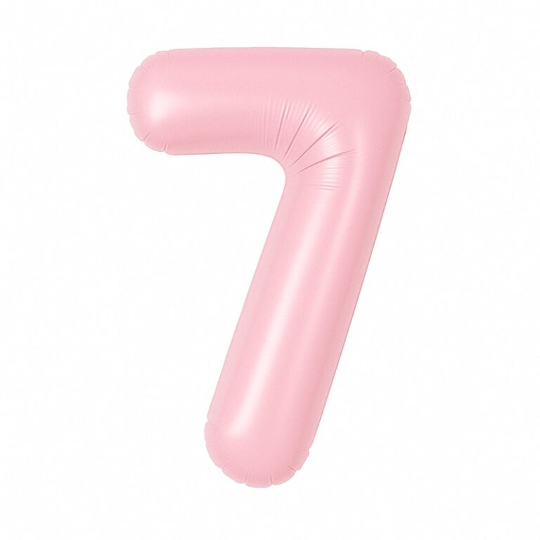 Number 7 foil balloon – soft pink, 40″