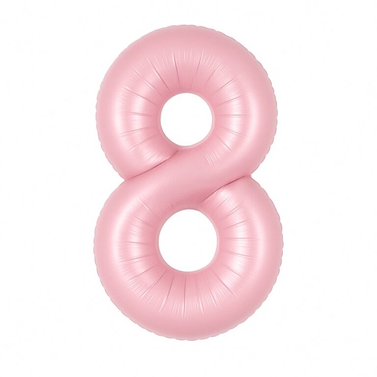 Фольгированная цифра 8 — нежно-розовый, 40″