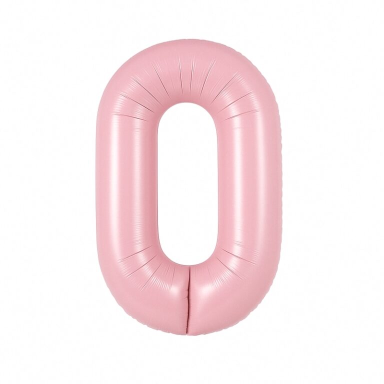 Number 0 foil balloon – soft pink, 40″