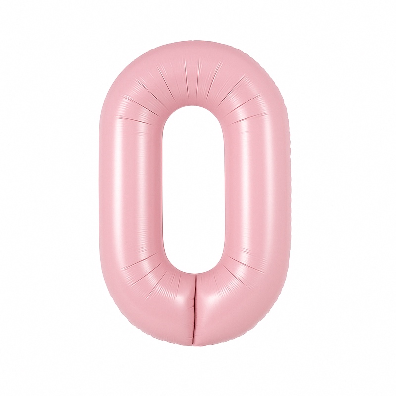 Folijski balon broj 0 – nježno roza, 40″