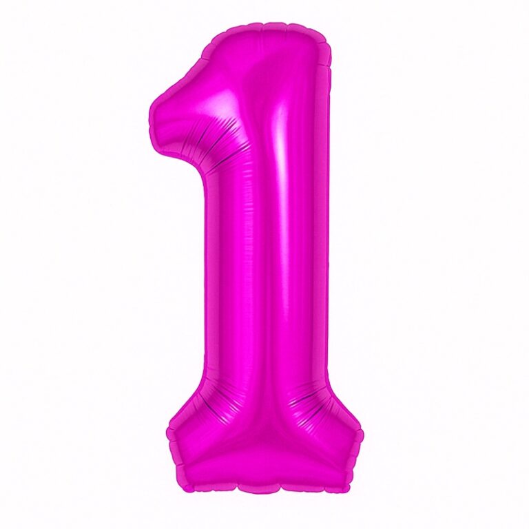 Фольгированная цифра 1 — тёмно-розовый, 40″
