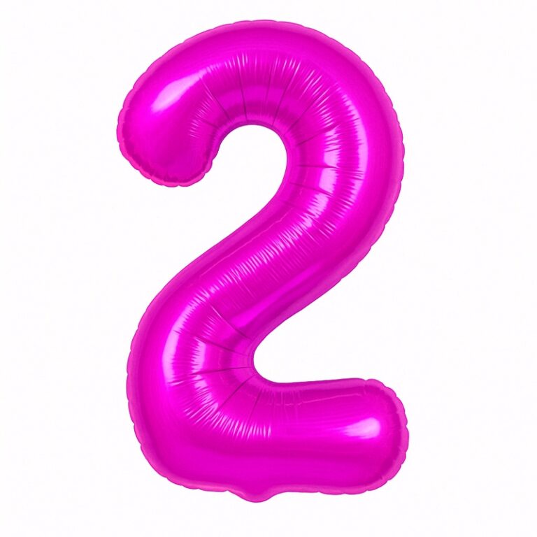 Number 2 foil balloon – deep pink, 40″