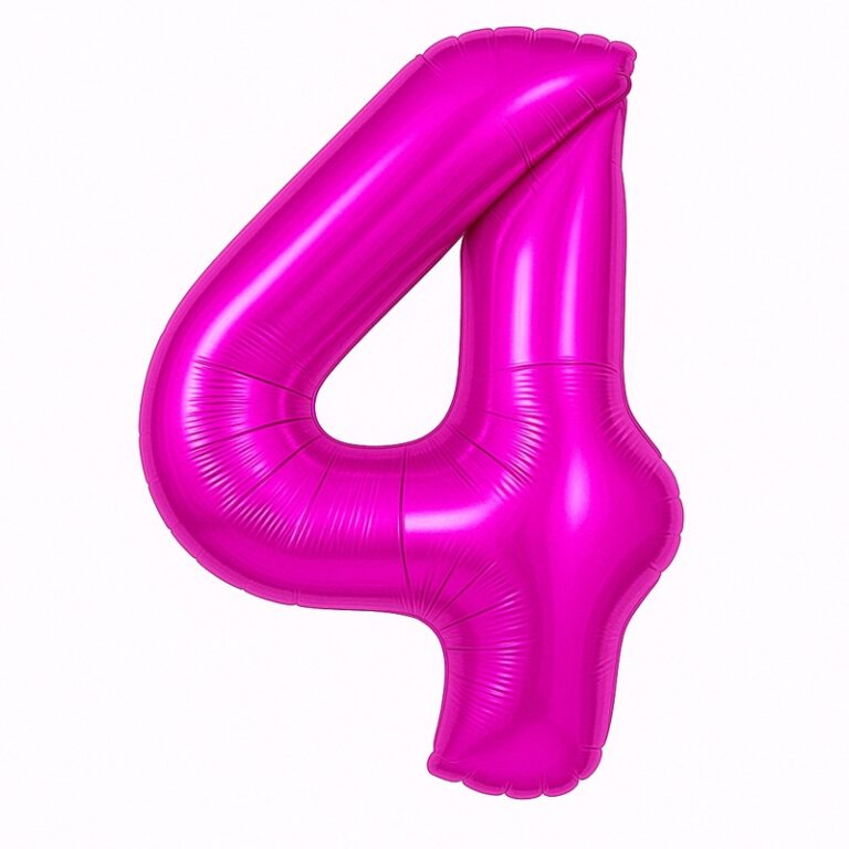 Фольгированная цифра 4 — тёмно-розовый, 40″