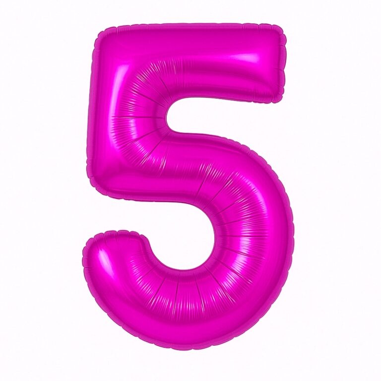 Number 5 foil balloon – deep pink, 40″
